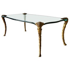 French Gilded Cast Iron and Glass Coffee Table, 1970s