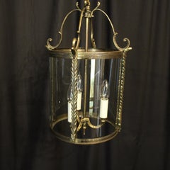 French Gilded Convex Antique Hall Lantern