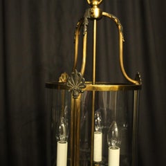 French Gilded Convex Triple Light Antique Hall Lantern