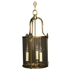 French Gilded Convex Triple Light Antique Hall Lantern