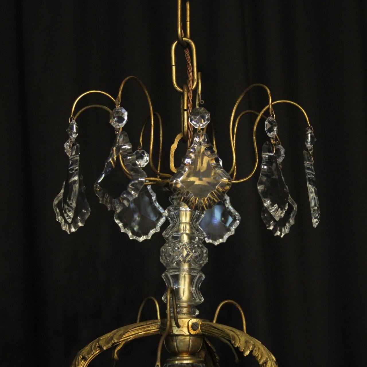 20th Century French Gilded & Crystal Seven-Light Birdcage Antique Chandelier