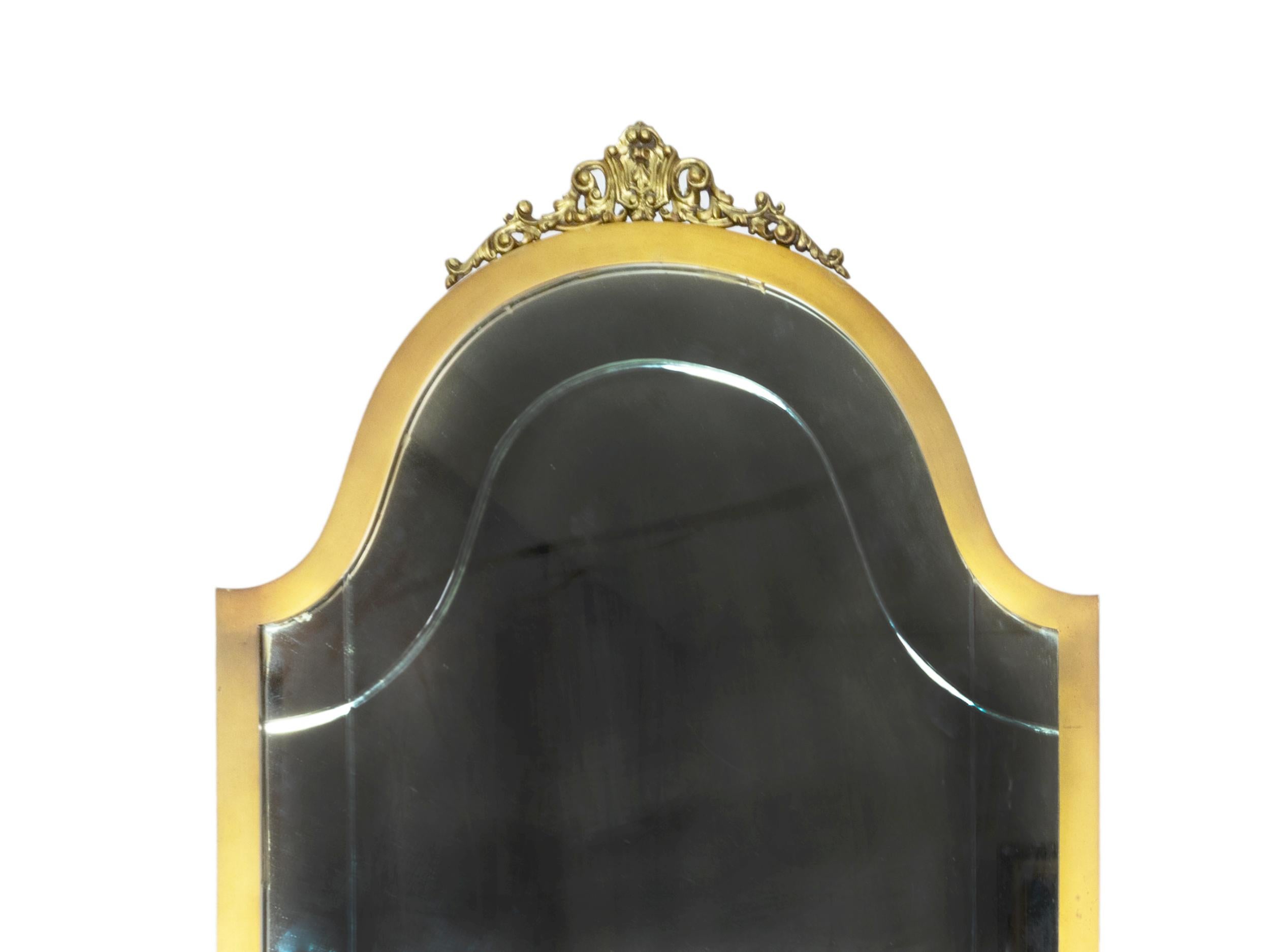 Gilt French Gilded Floor Bronze Mirror, 20th Century For Sale