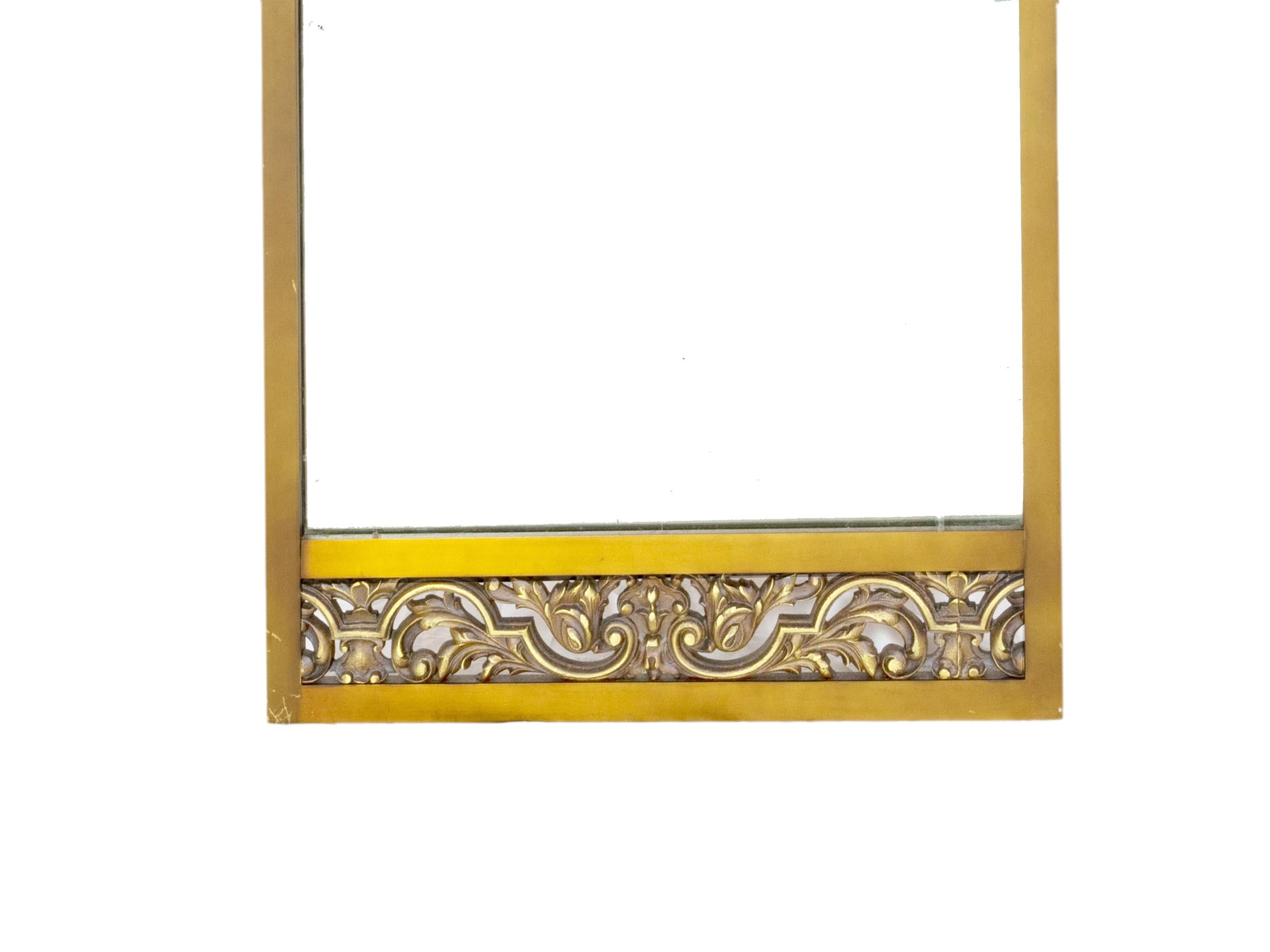 French Gilded Floor Bronze Mirror, 20th Century In Good Condition For Sale In Lisbon, PT