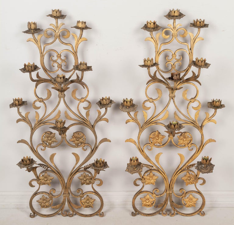 French Gilded Iron Candle Sconces For Sale at 1stDibs