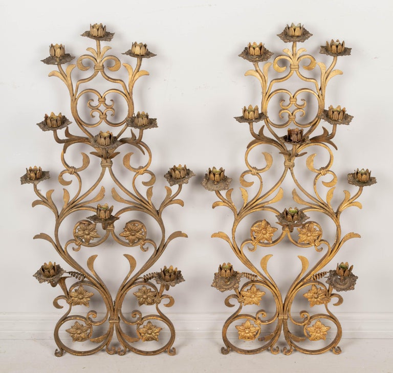 French Gilded Iron Candle Sconces For Sale at 1stDibs