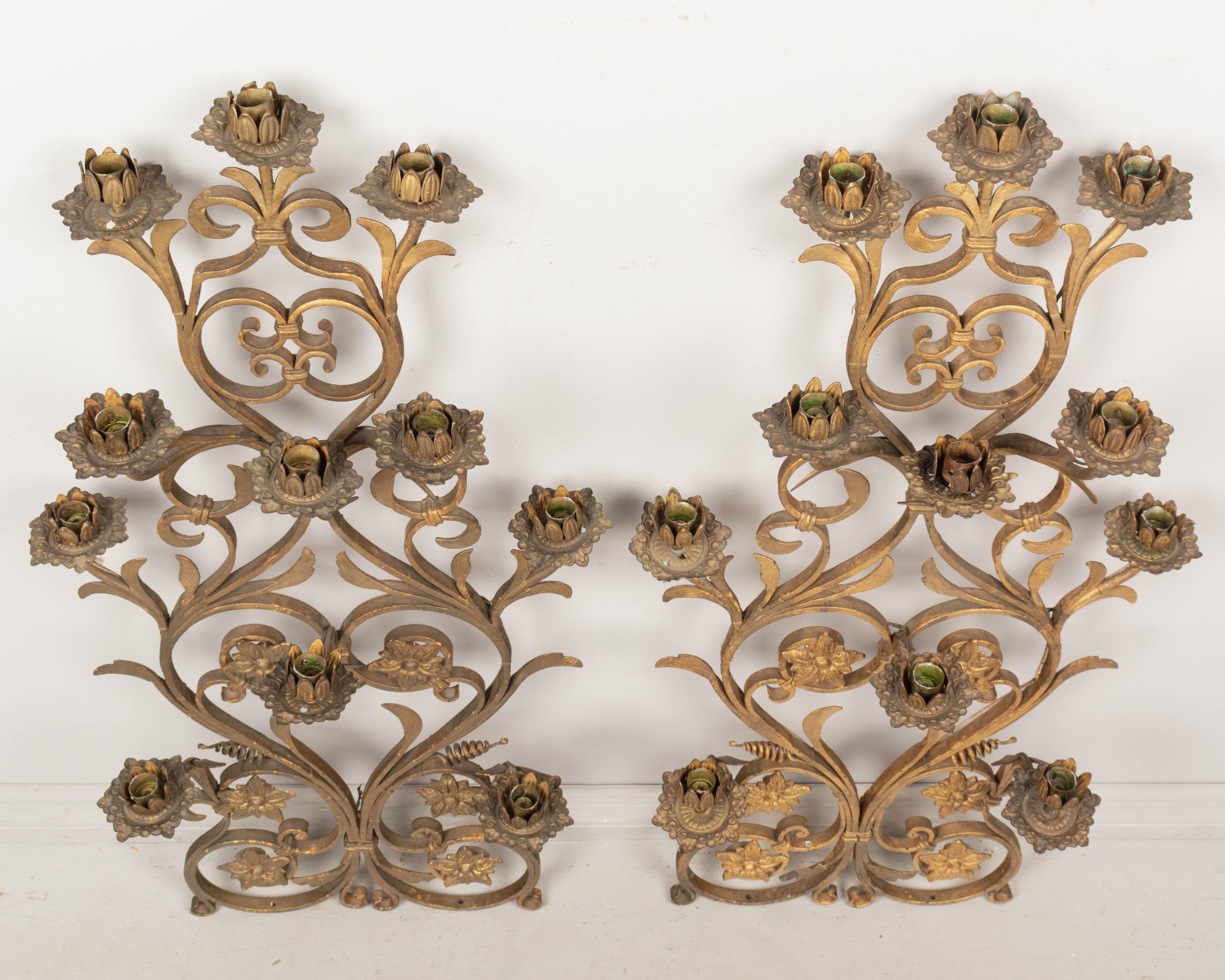French Gilded Iron Candle Sconces For Sale 1