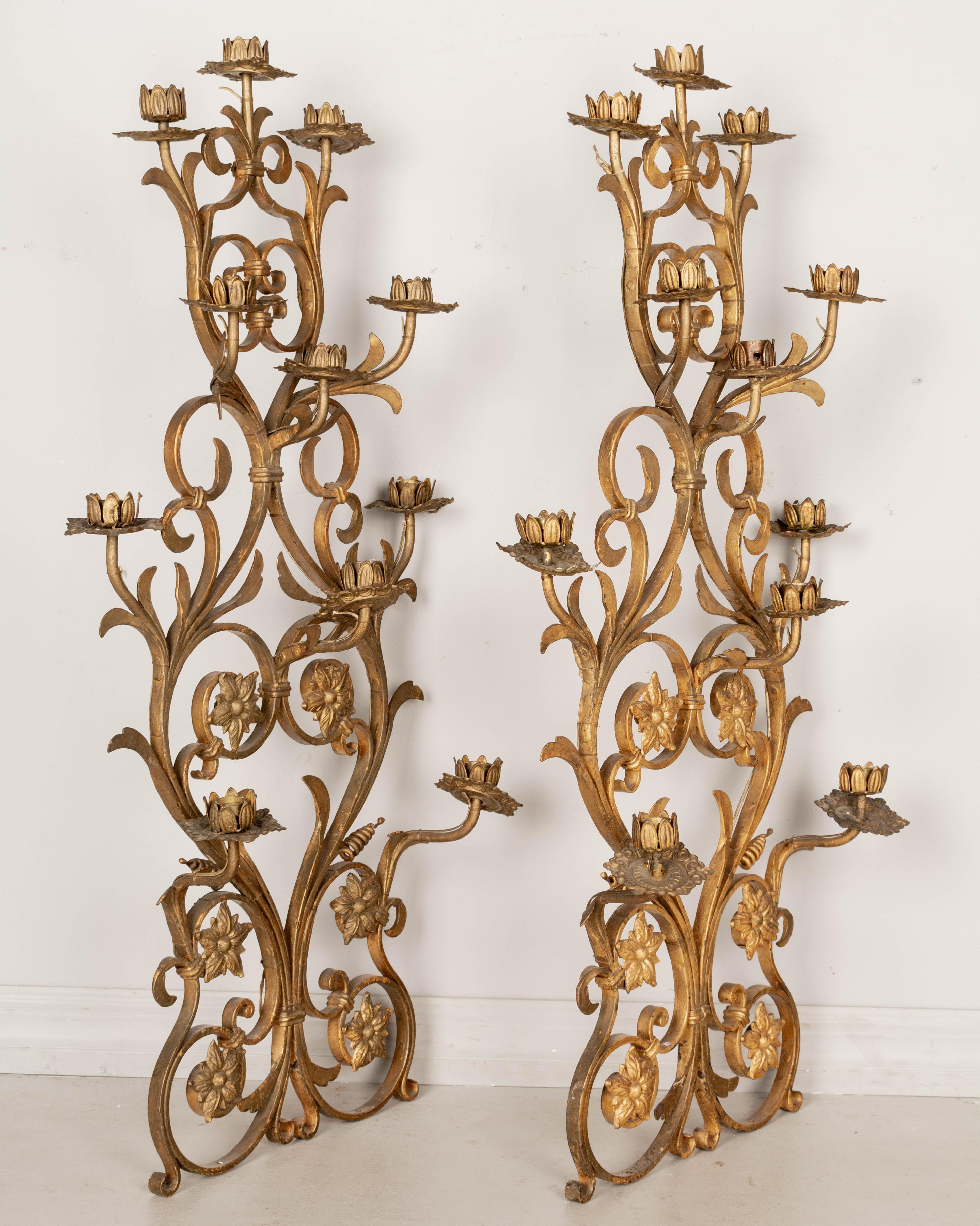 French Gilded Iron Candle Sconces For Sale 2