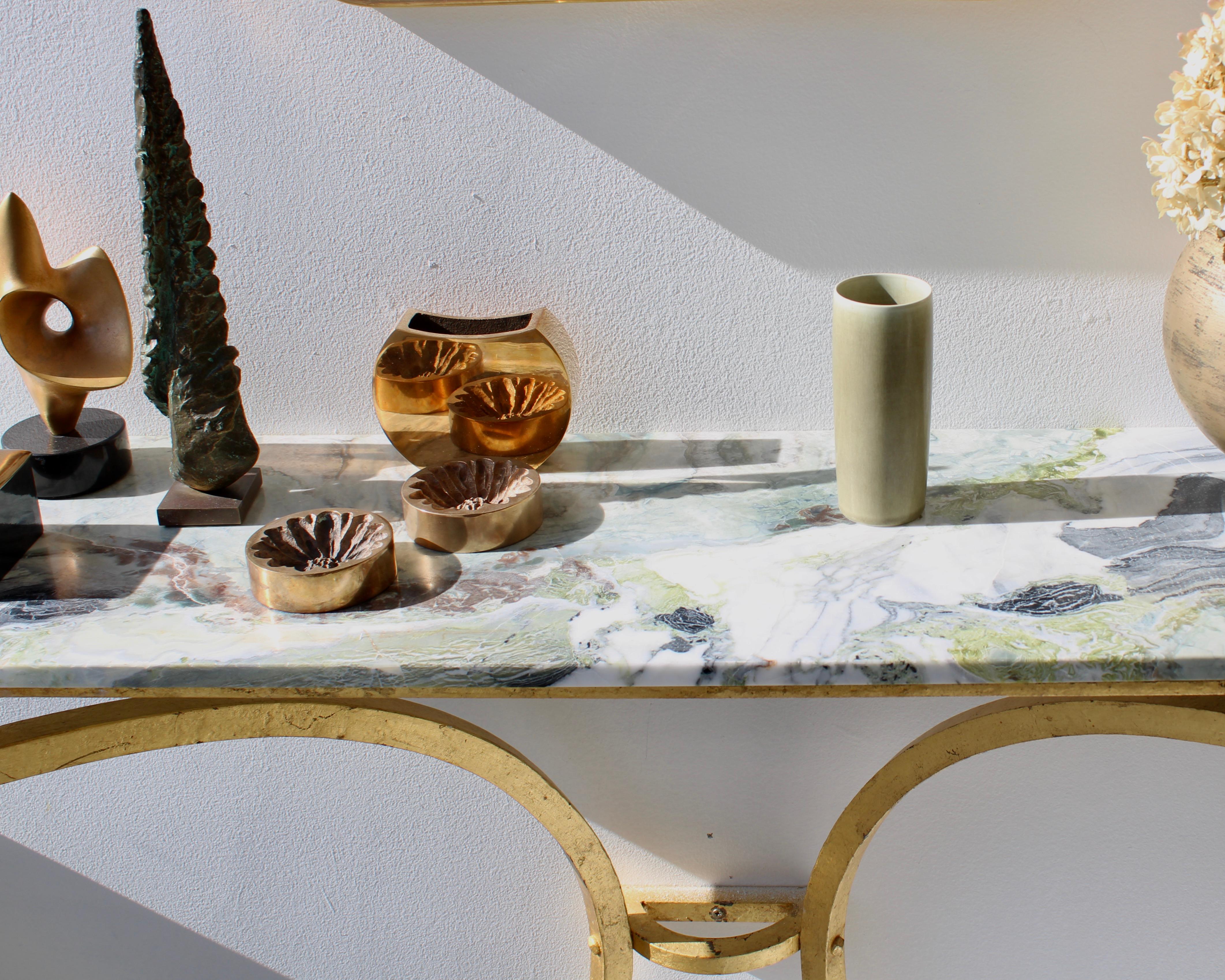 French Gilded Iron Console with Marble Top by Roger Thibier  4