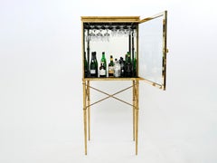 French gilded iron mirrored and brass bar cabinet vitrine 1920s