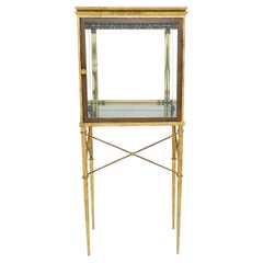 Antique French gilded iron mirrored and brass bar cabinet vitrine 1920s