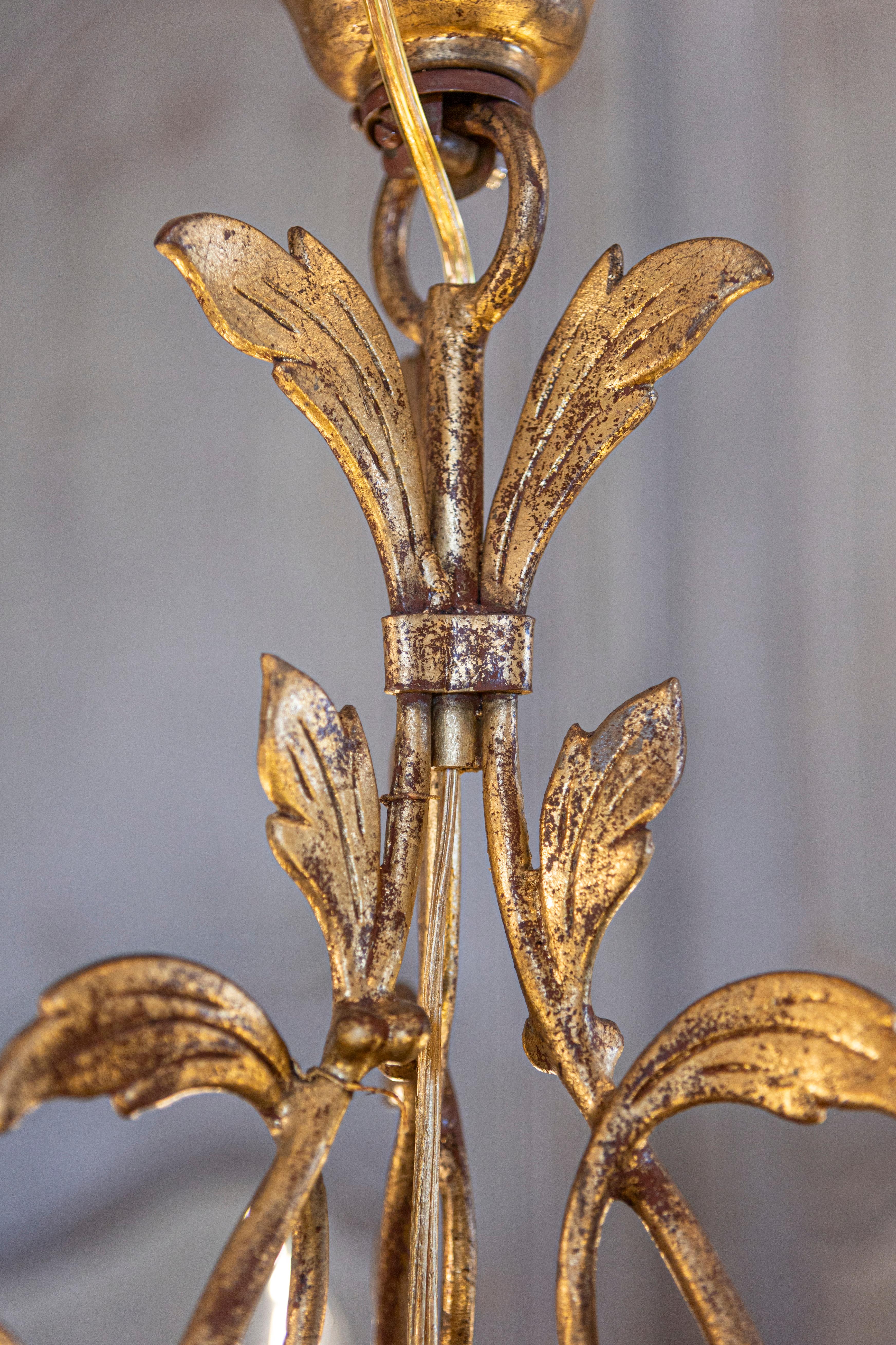 French Gilded Iron Six-Light Chandelier with Foliage Motifs, Rewired for the USA For Sale 5
