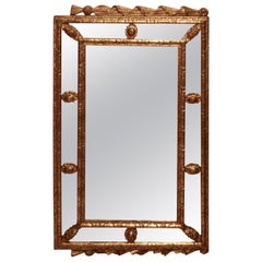 French Gilded Landscape Cushion Mirror