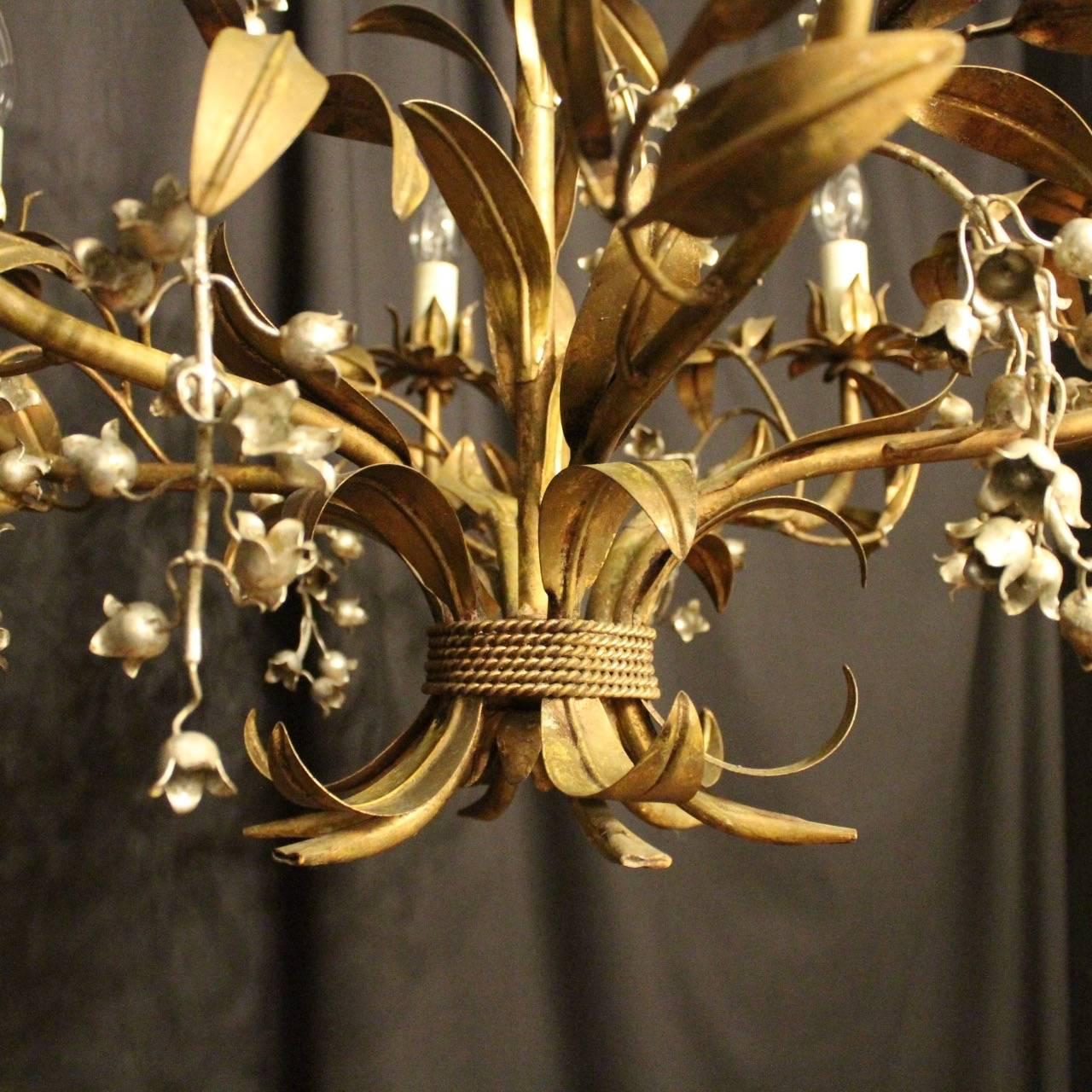 French Gilded Lily of the Valley Chandelier In Good Condition In Chester, GB
