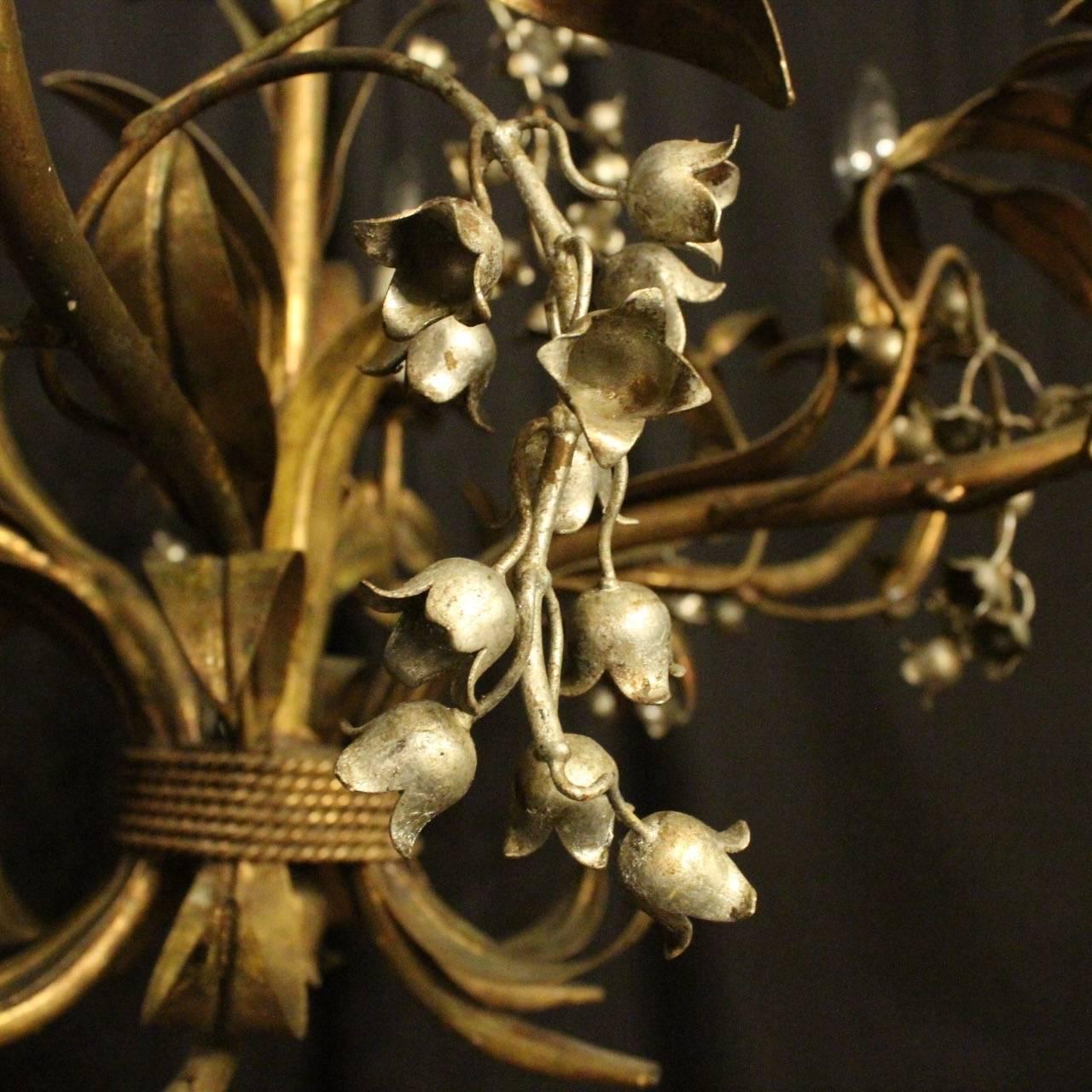 20th Century French Gilded Lily of the Valley Chandelier