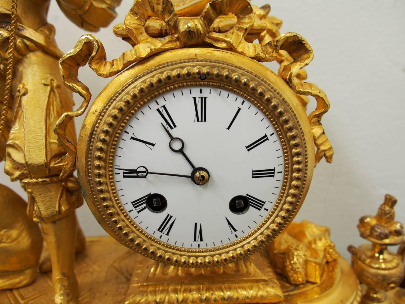 French Gilded Mantle Clock and Dome, circa 1870 1