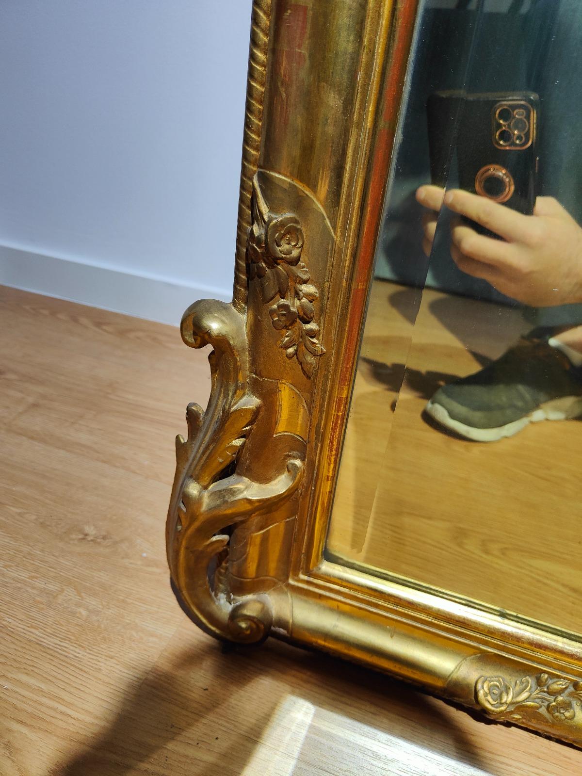 Hand-Crafted FRENCH GILDED MIRROR 19th CENTURY For Sale