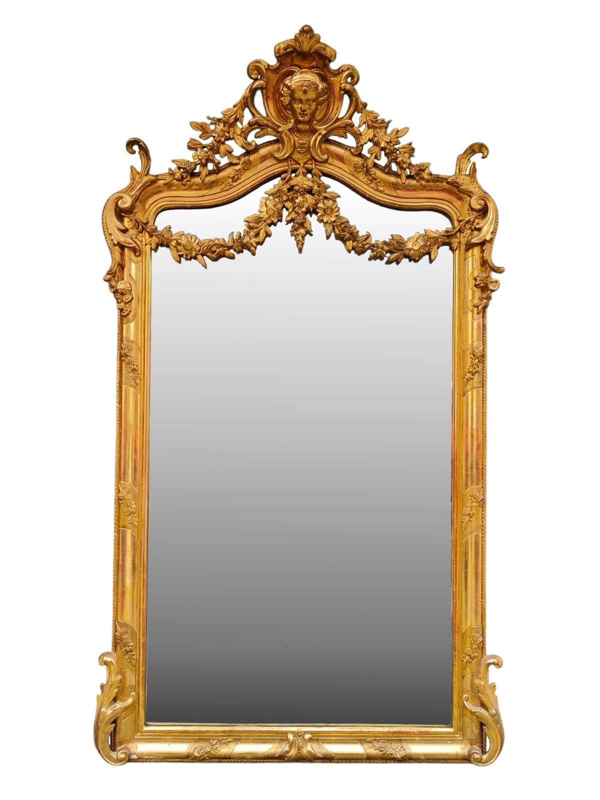 FRENCH GILDED MIRROR 19th CENTURY For Sale 1