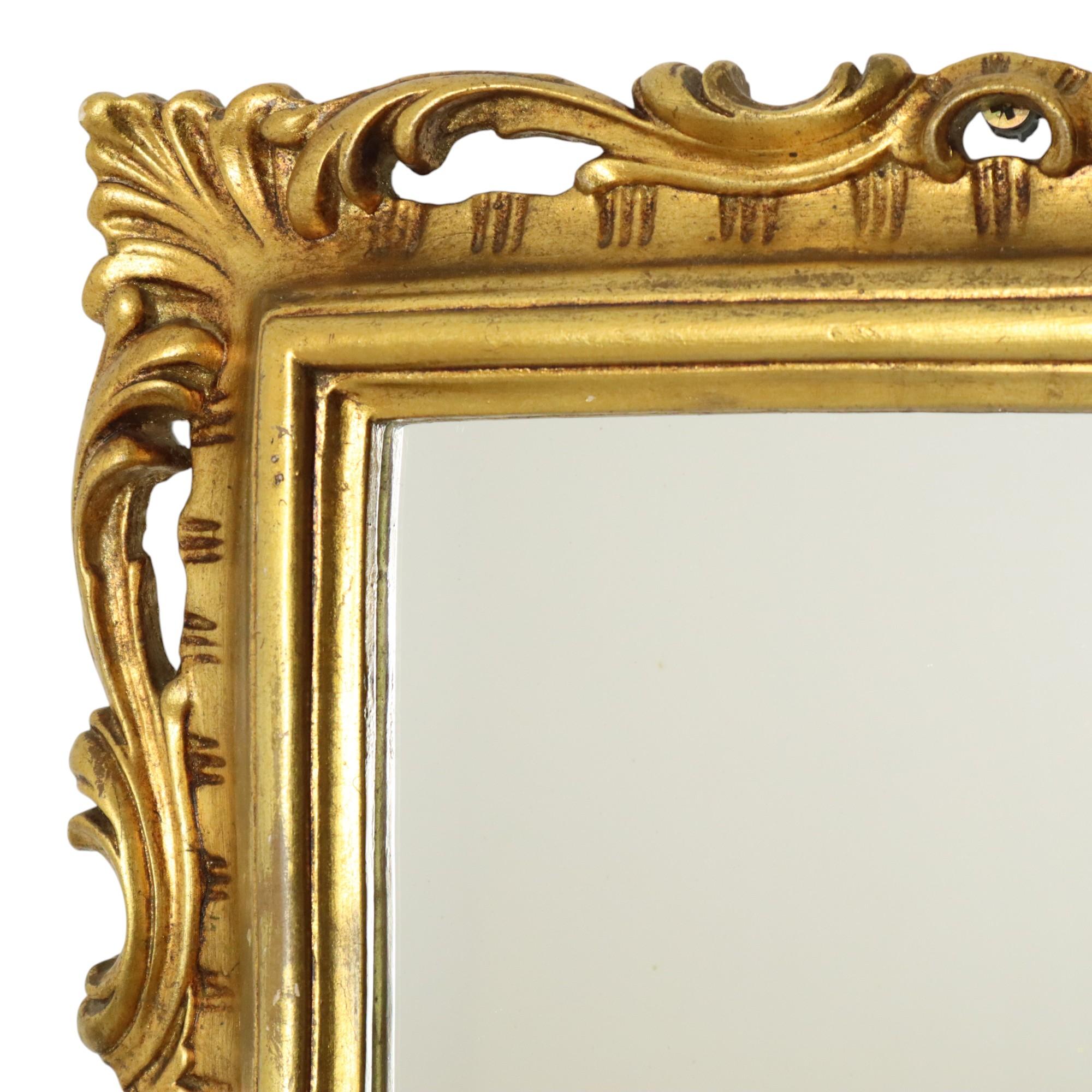 Französisch Vergoldete Spiegel Blattgold Barock Stil Rechteckig 1950er Jahre (Mitte des 20. Jahrhunderts) im Angebot