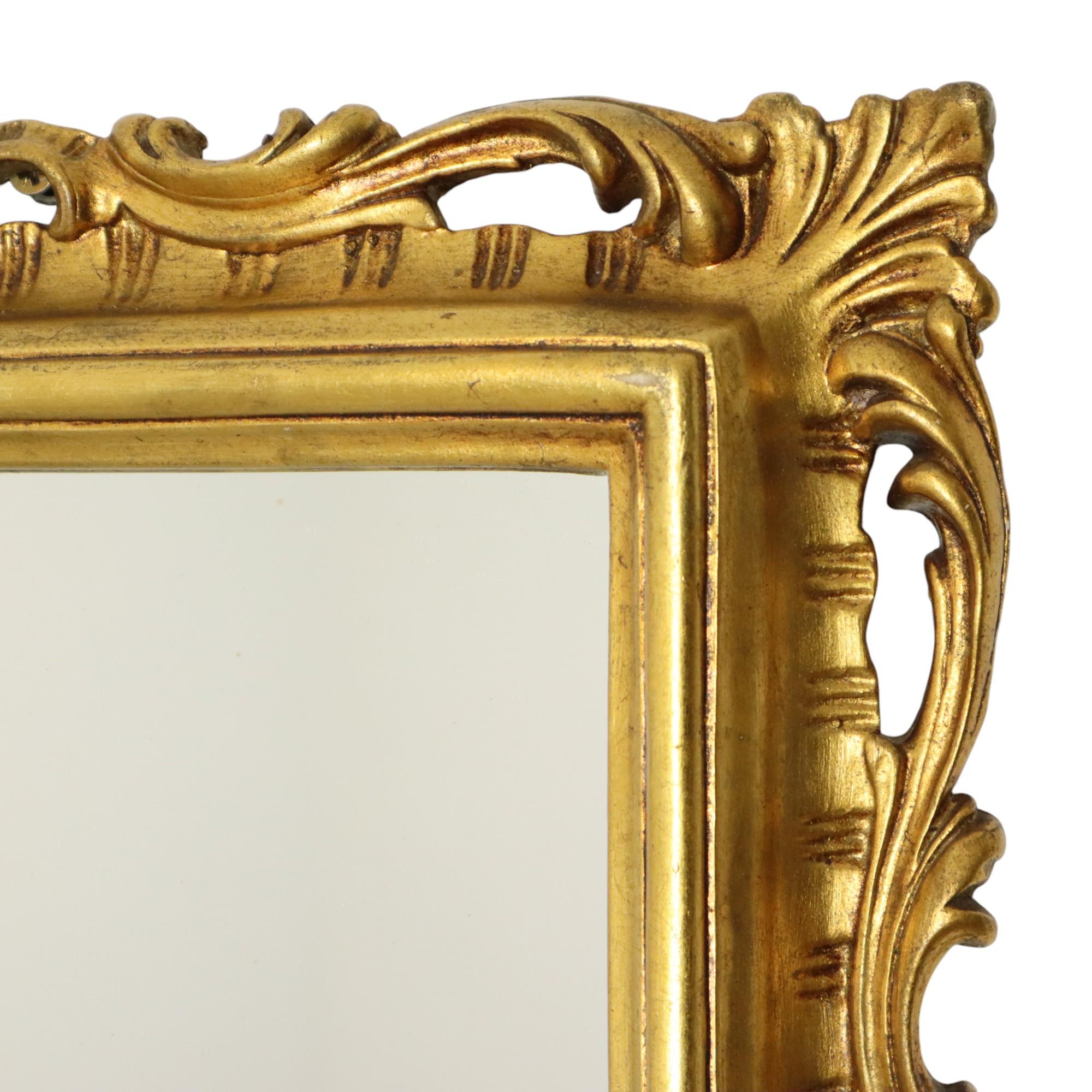 Französisch Vergoldete Spiegel Blattgold Barock Stil Rechteckig 1950er Jahre (Glas) im Angebot