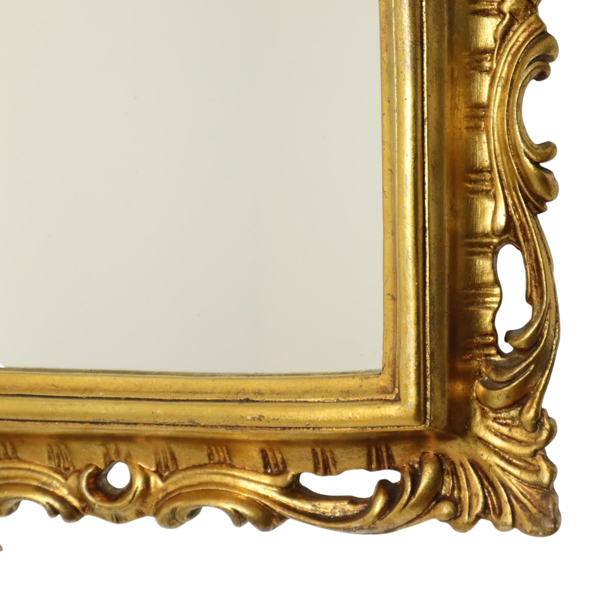 Französisch Vergoldete Spiegel Blattgold Barock Stil Rechteckig 1950er Jahre im Angebot 1