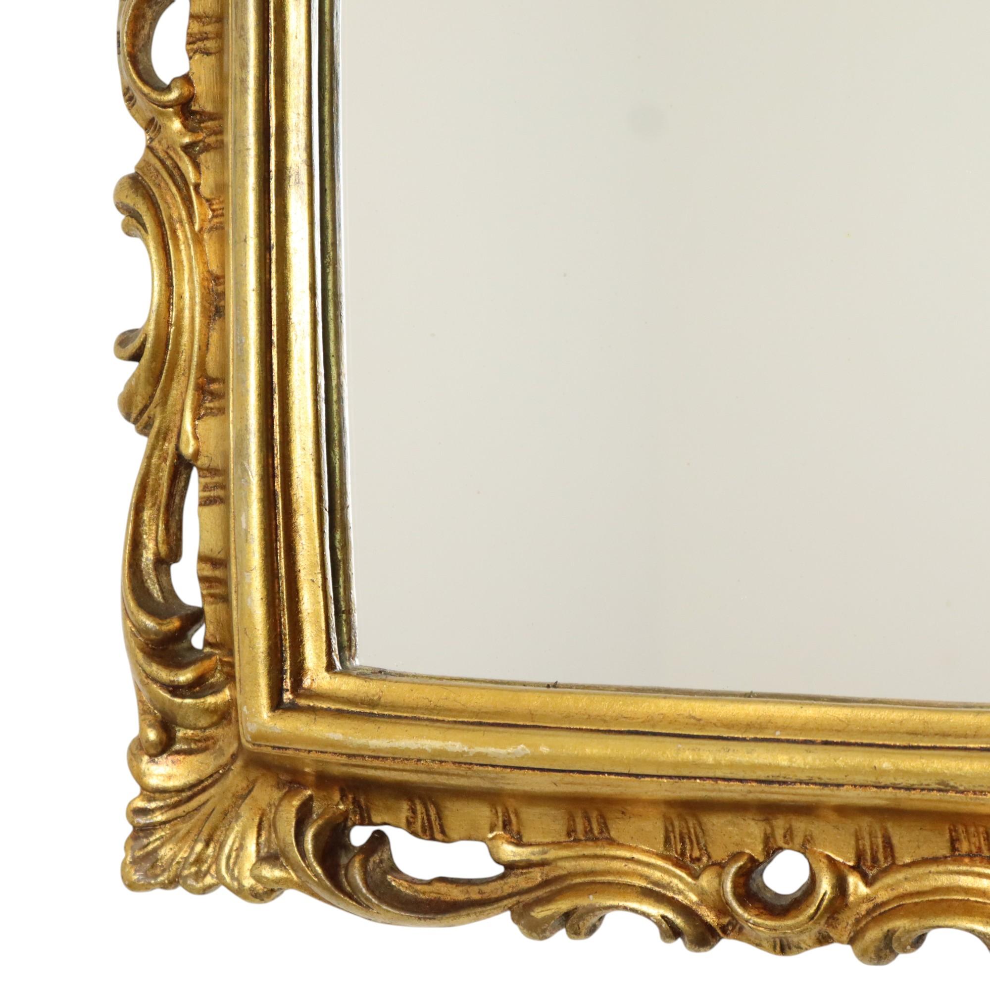 Französisch Vergoldete Spiegel Blattgold Barock Stil Rechteckig 1950er Jahre im Angebot 2