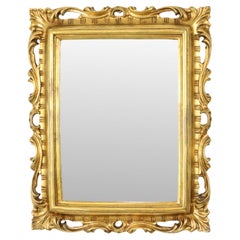 Espejo Dorado Francés Hoja de Oro Estilo Barroco Rectangular Años 50