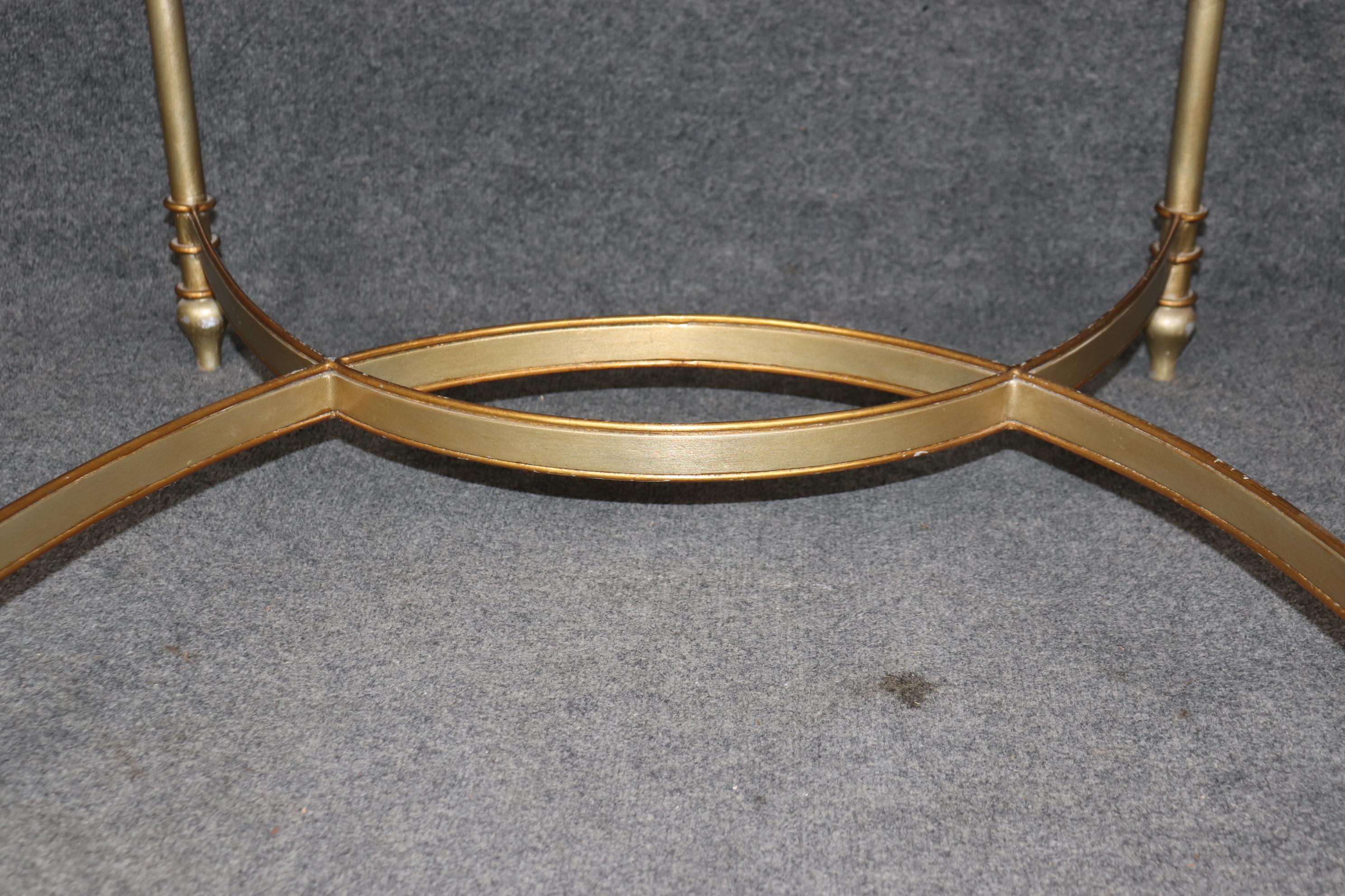 French Gilded Steel Three Piece Maison Jansen Style Banquet Coffee Table Set 6