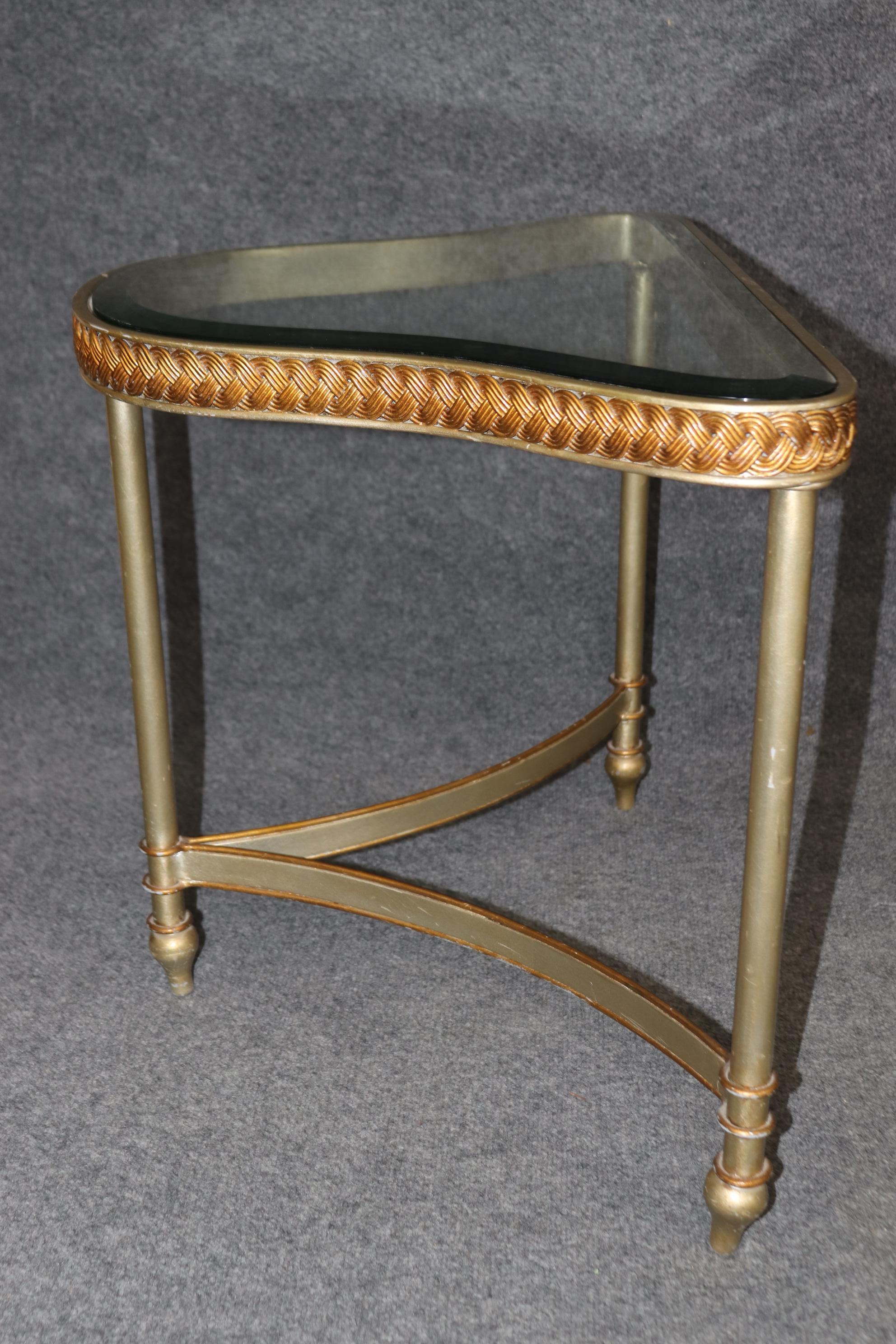 French Gilded Steel Three Piece Maison Jansen Style Banquet Coffee Table Set In Good Condition In Swedesboro, NJ