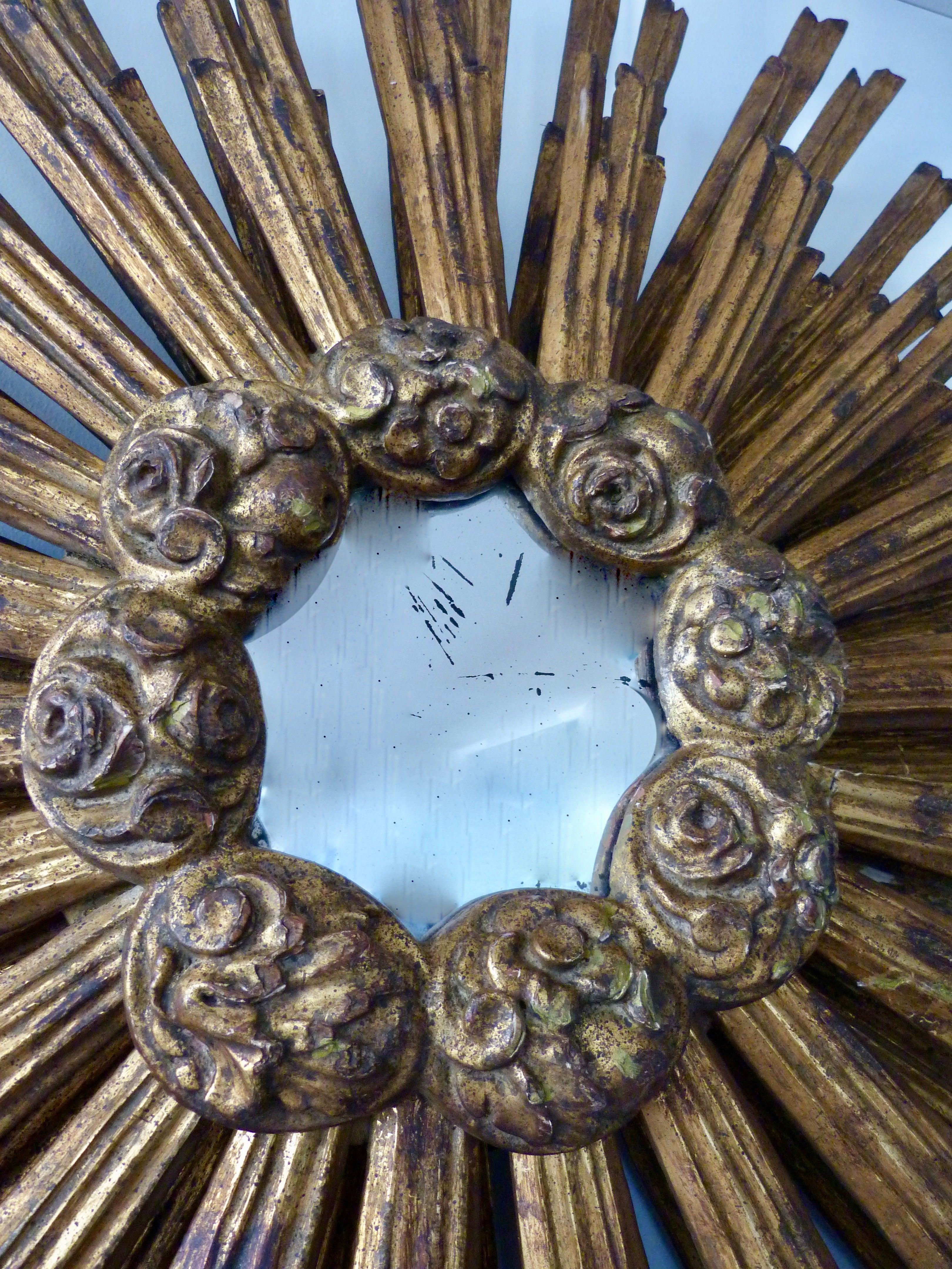 Late 19th Century French Gilded Sunburst Mirror, Second Half of the 19th Century