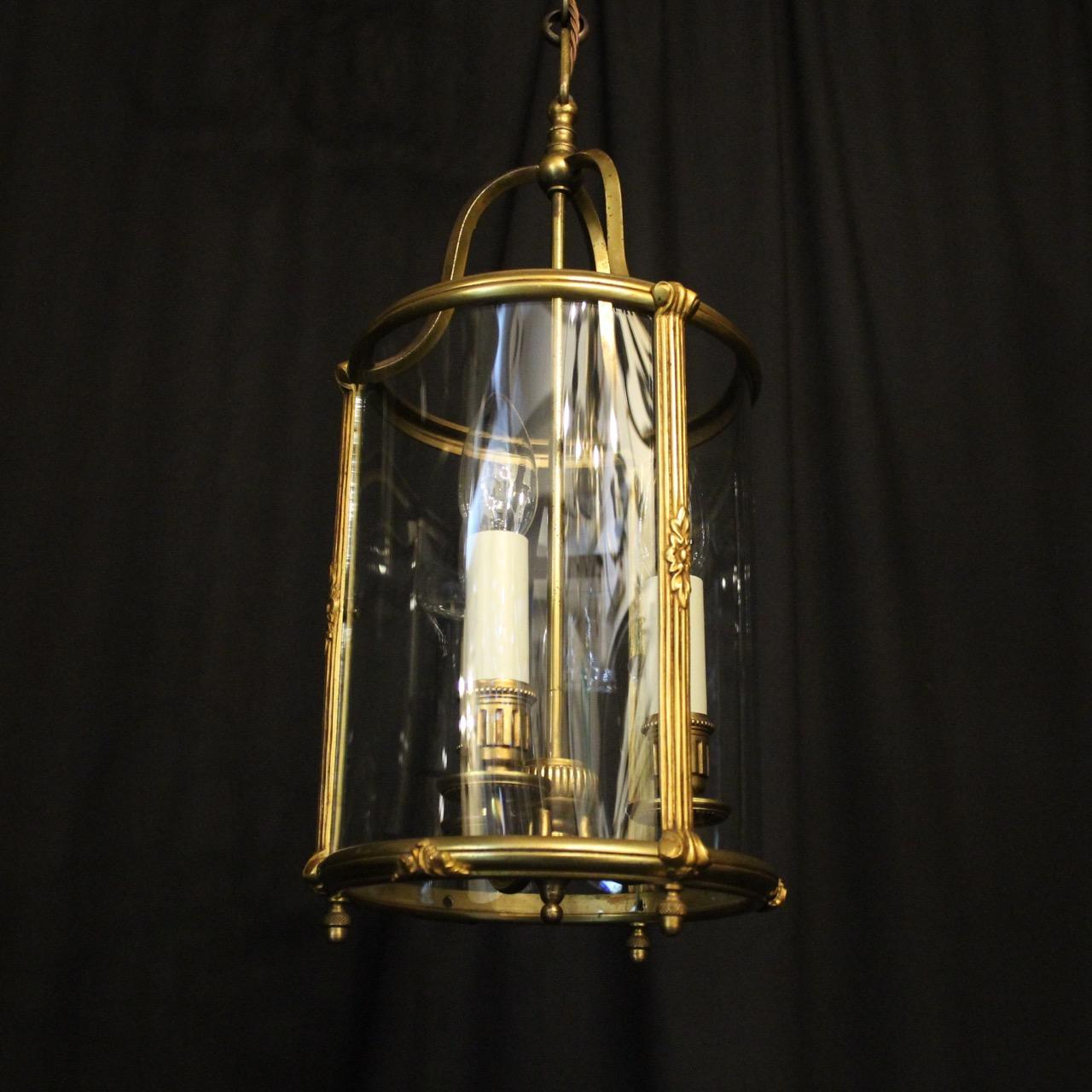 French Gilded Triple Light Convex Antique Lantern 3