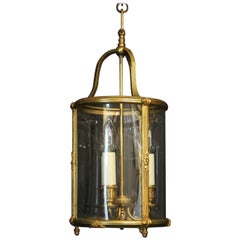 French Gilded Triple Light Convex Antique Lantern