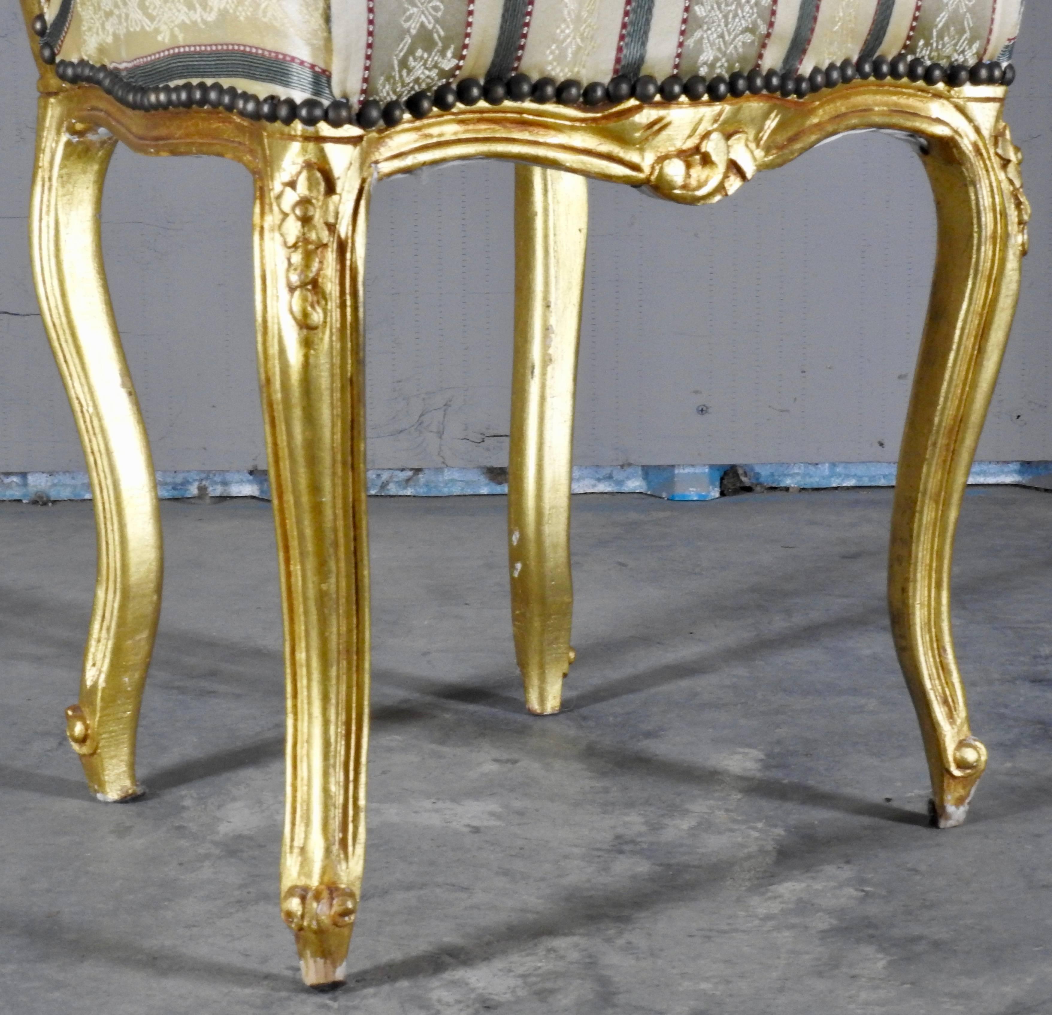 Gilt French Gilded Wood Side Chair For Sale