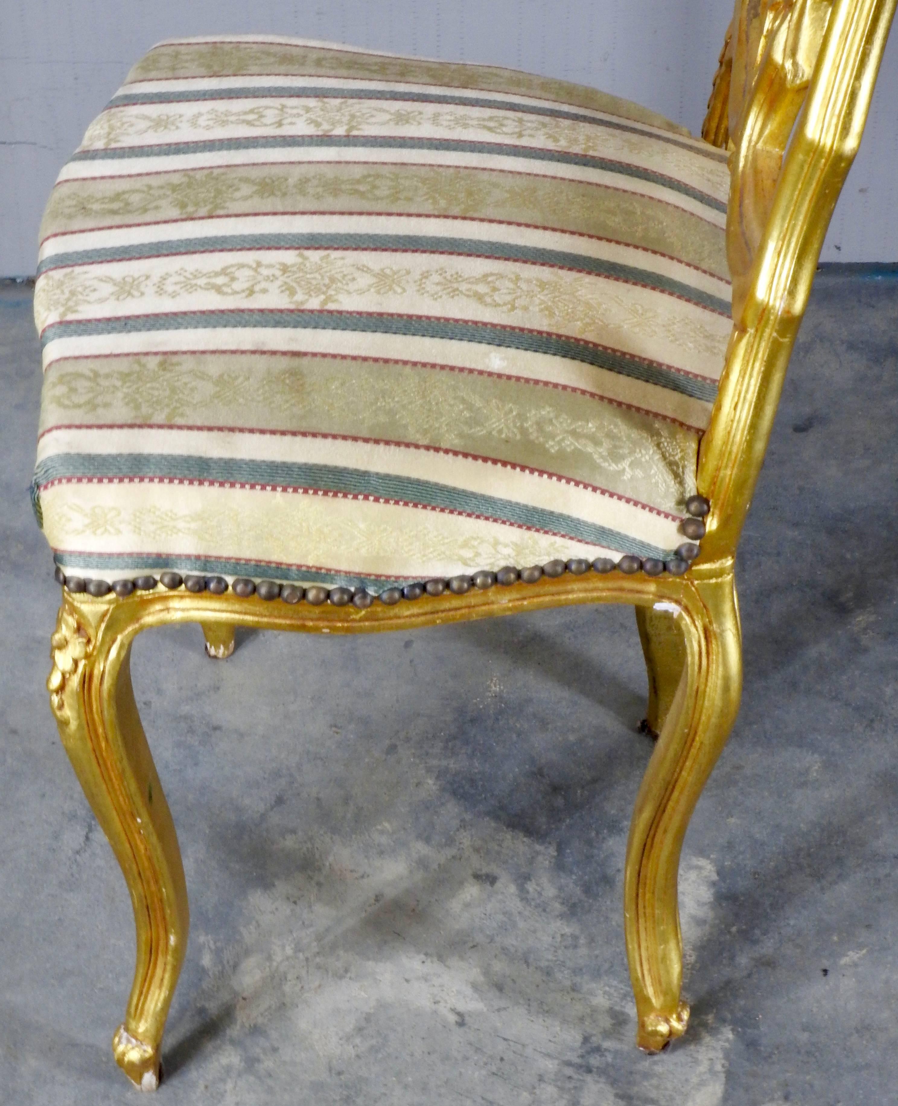 French Gilded Wood Side Chair For Sale 2