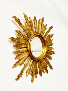 French Gilded Wood Starburst Sunburst Mirror