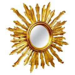 French Gilded Wood Starburst Sunburst Mirror