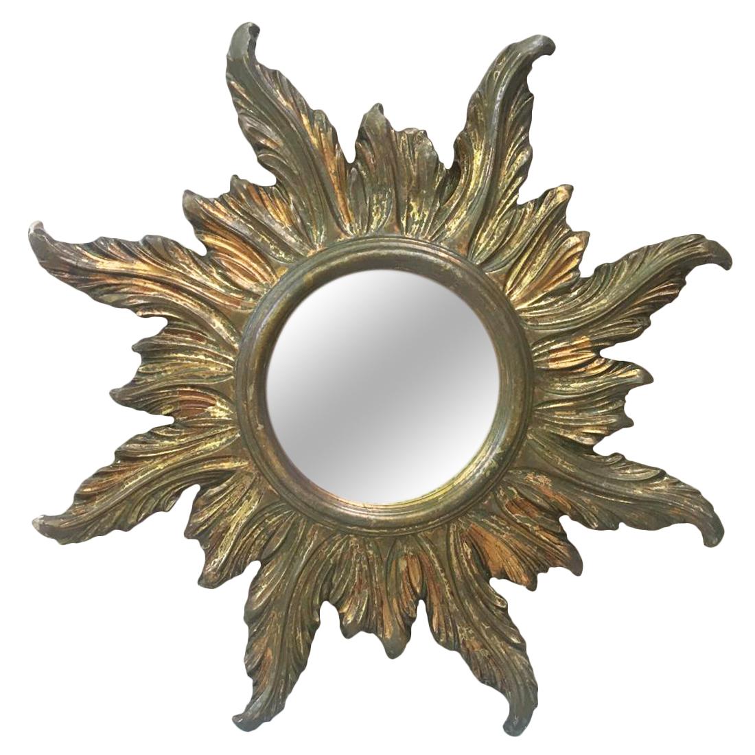 French Gilded Wood Sunburst Mirror