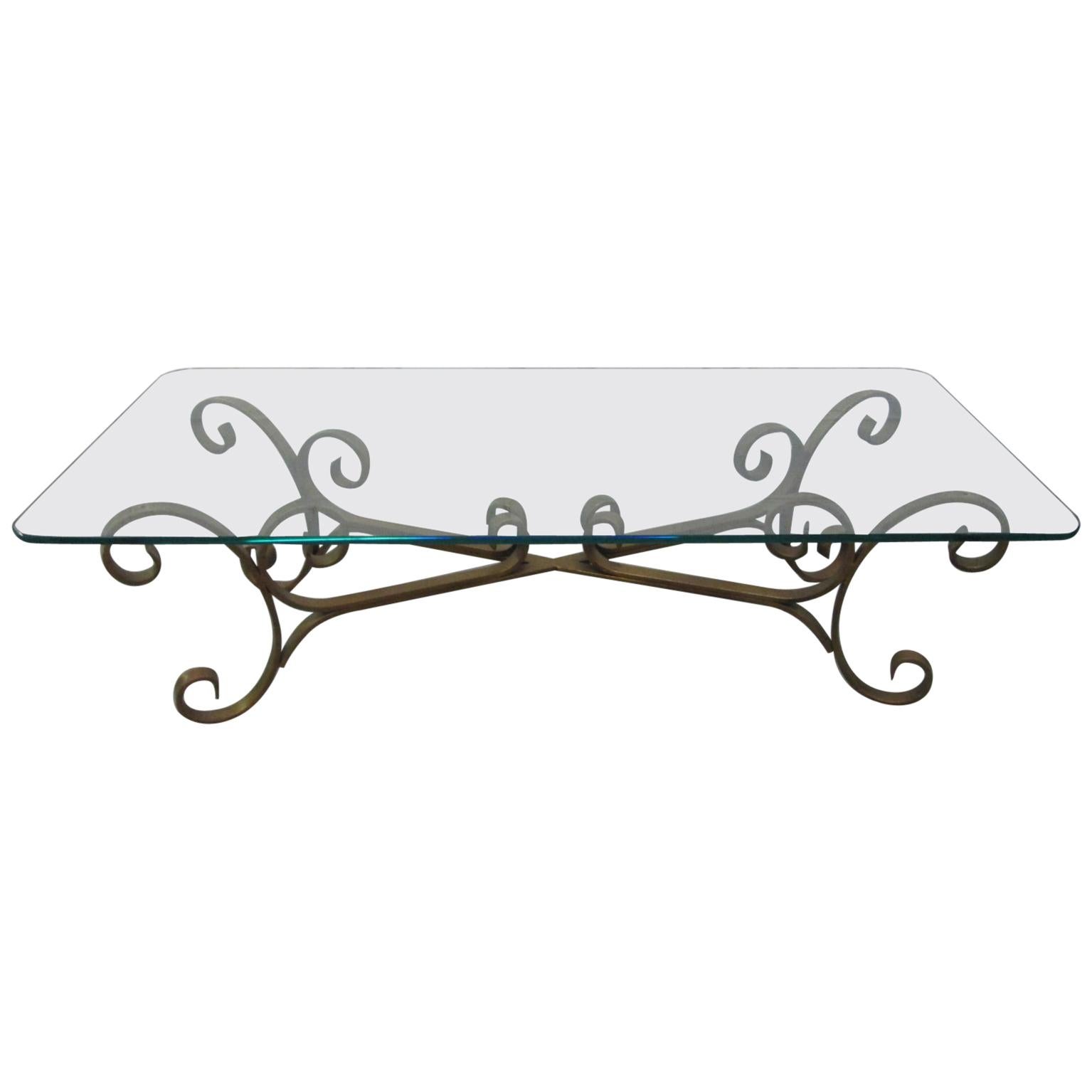 French Gilded Wrought Iron Coffee Table