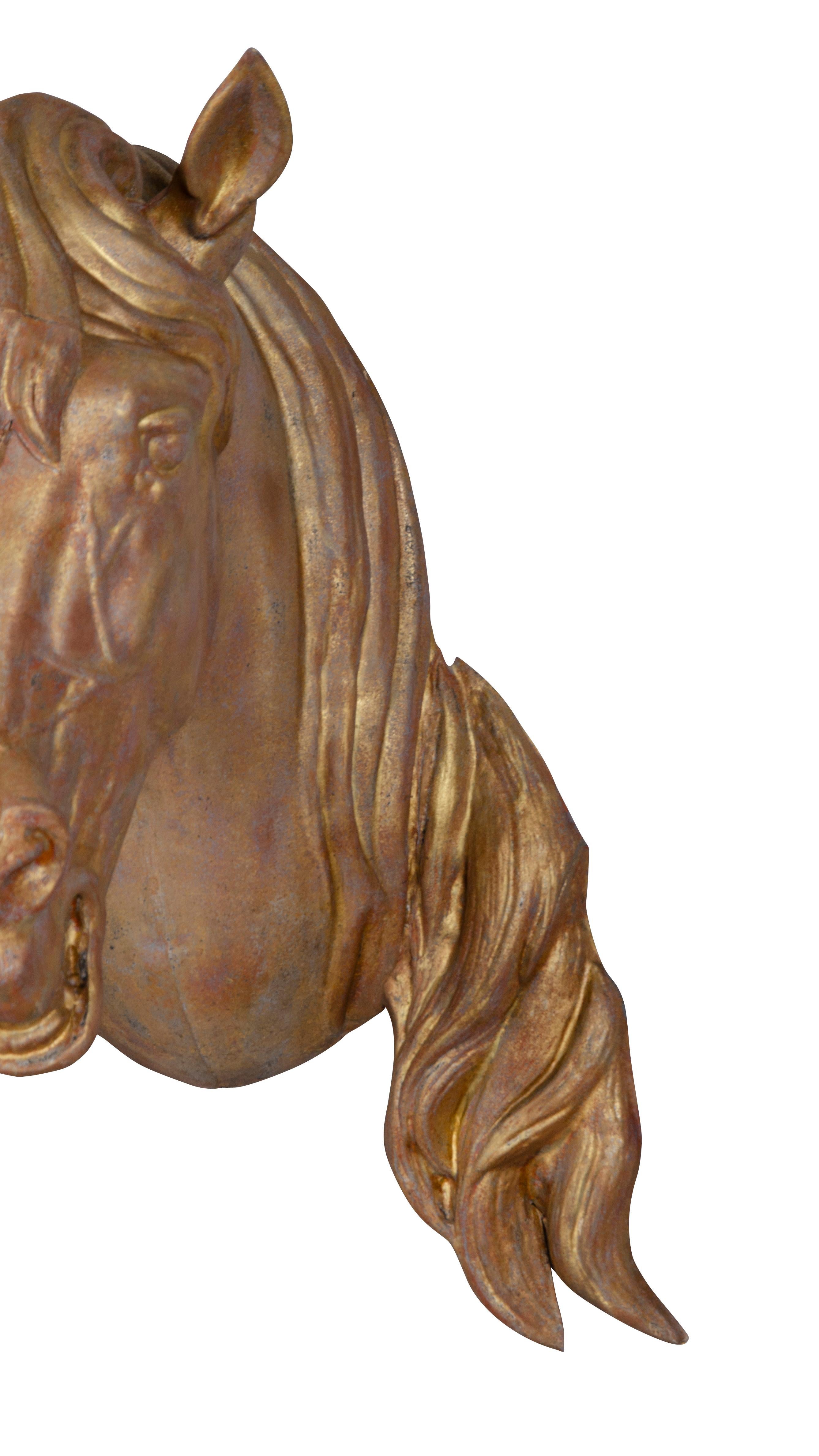 French Gilded Zinc Horse Head For Sale 3