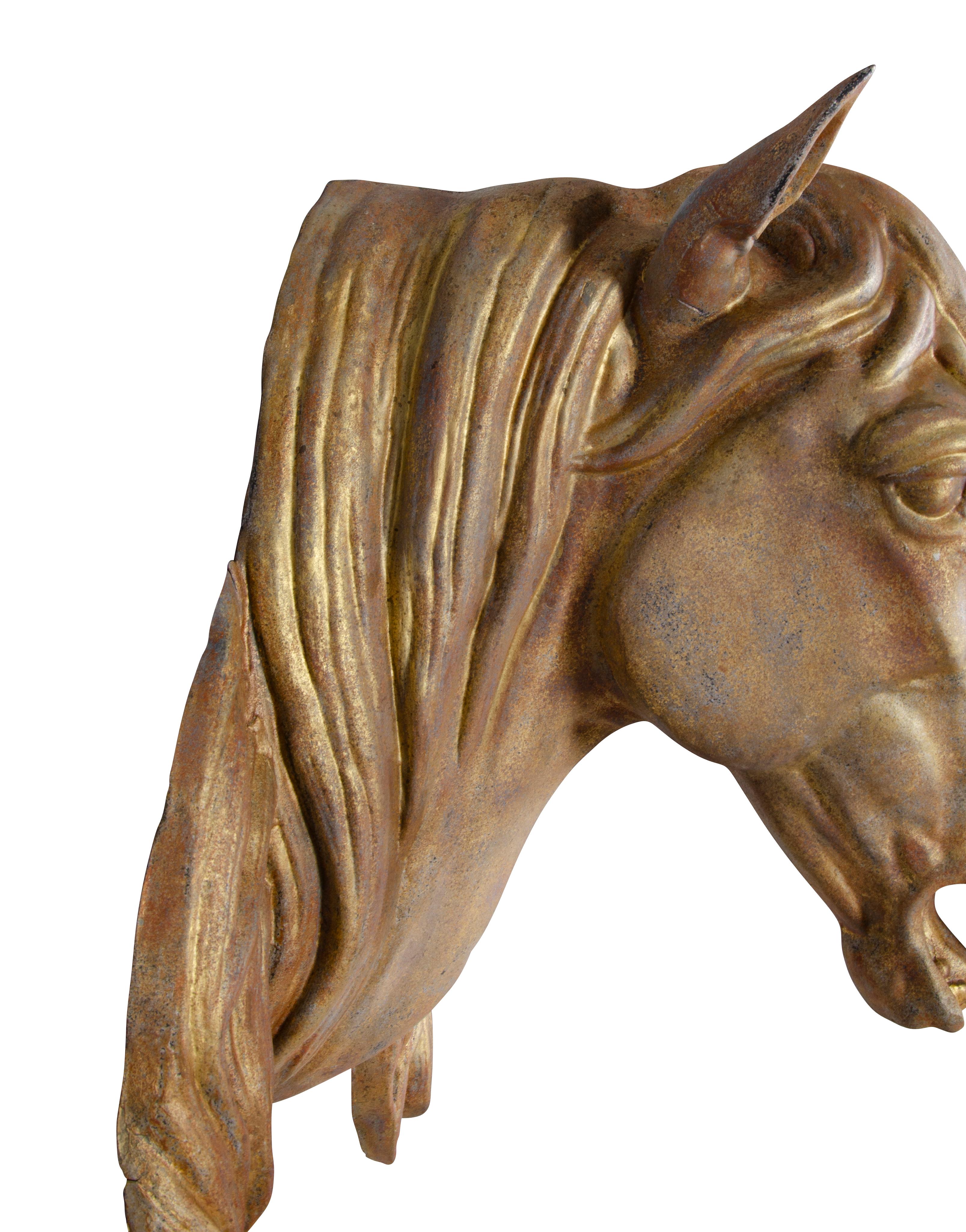 French Gilded Zinc Horse Head For Sale 4