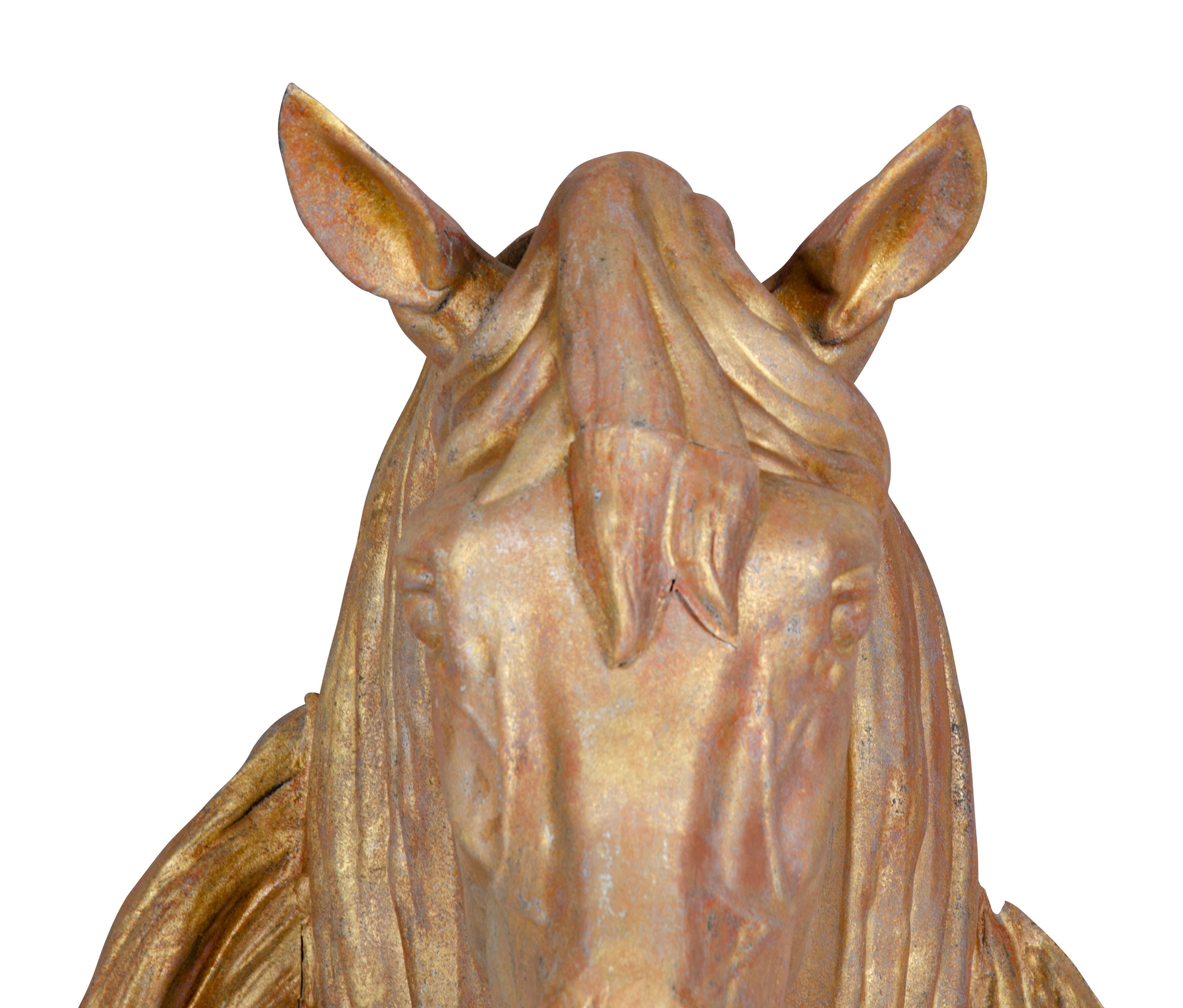 French Gilded Zinc Horse Head For Sale 1