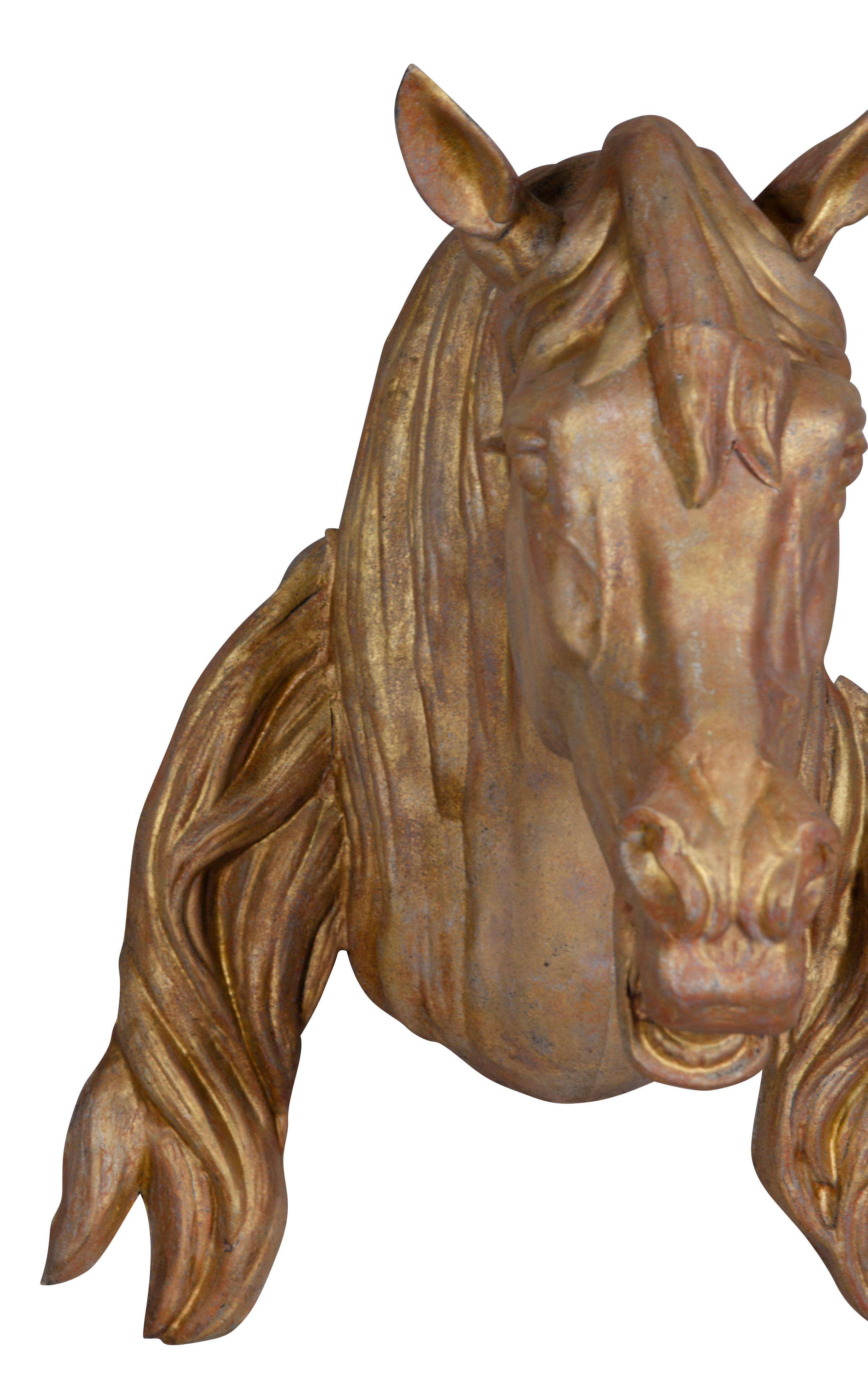 French Gilded Zinc Horse Head For Sale 2