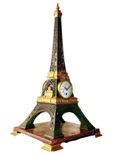 French, Gilt and Brass Eiffel Tower Mantel Clock