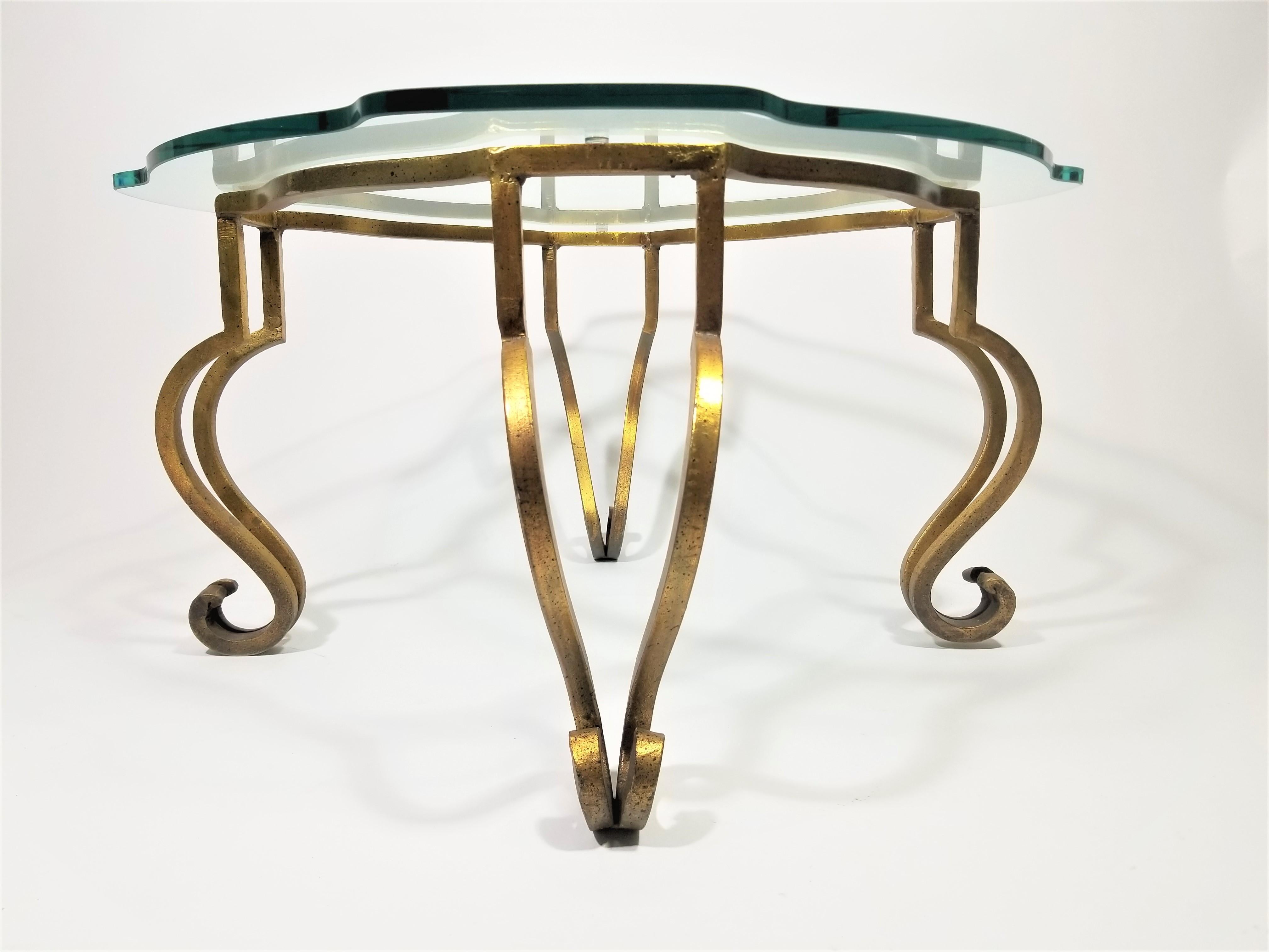 French Gilt and Glass Top Coffee Table Mid Century For Sale 5