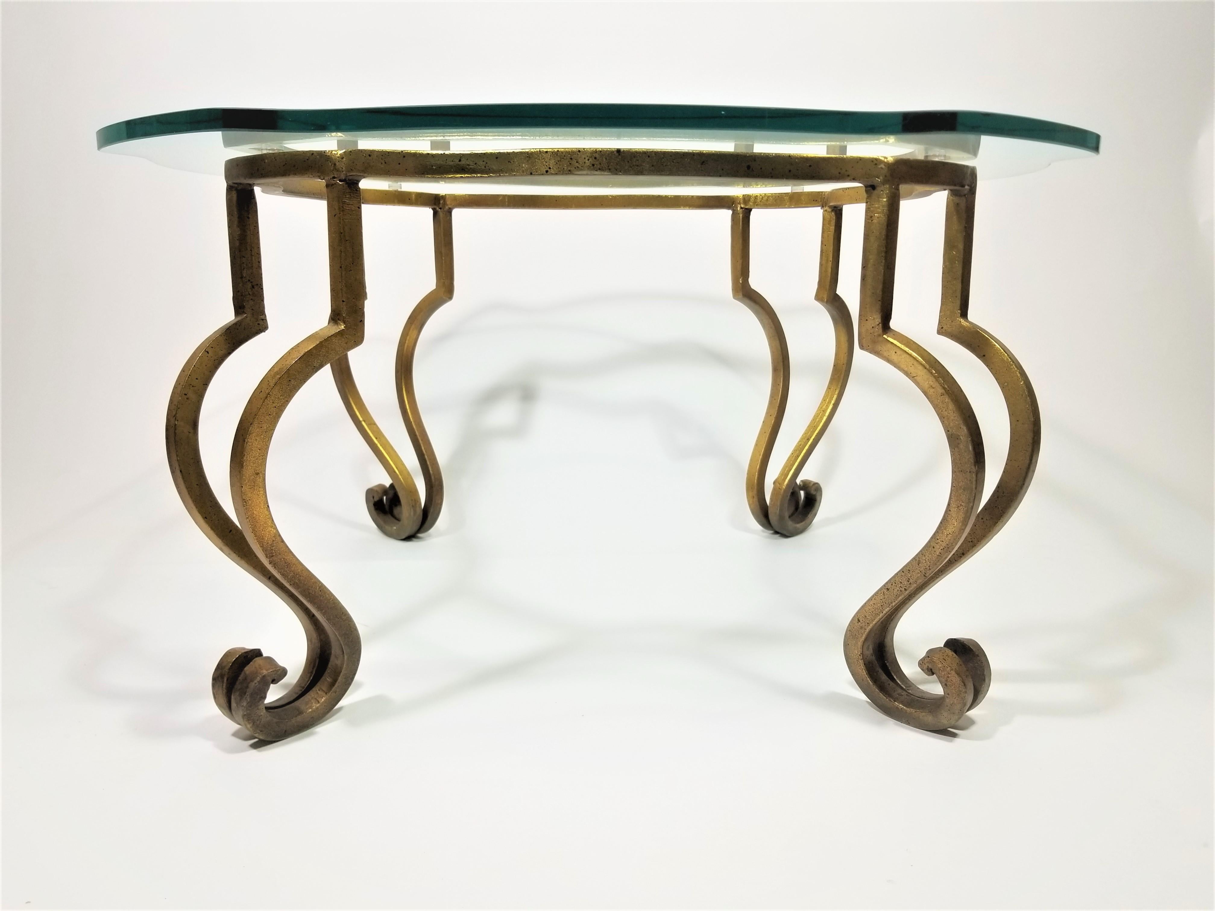 French Gilt and Glass Top Coffee Table Mid Century For Sale 6