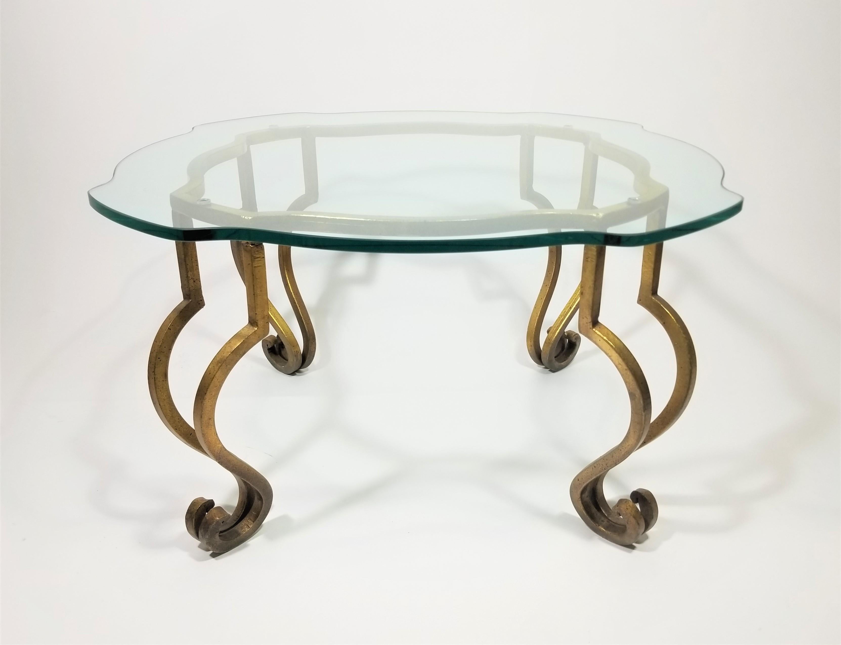 French Gilt and Glass Top Coffee Table Mid Century For Sale 7