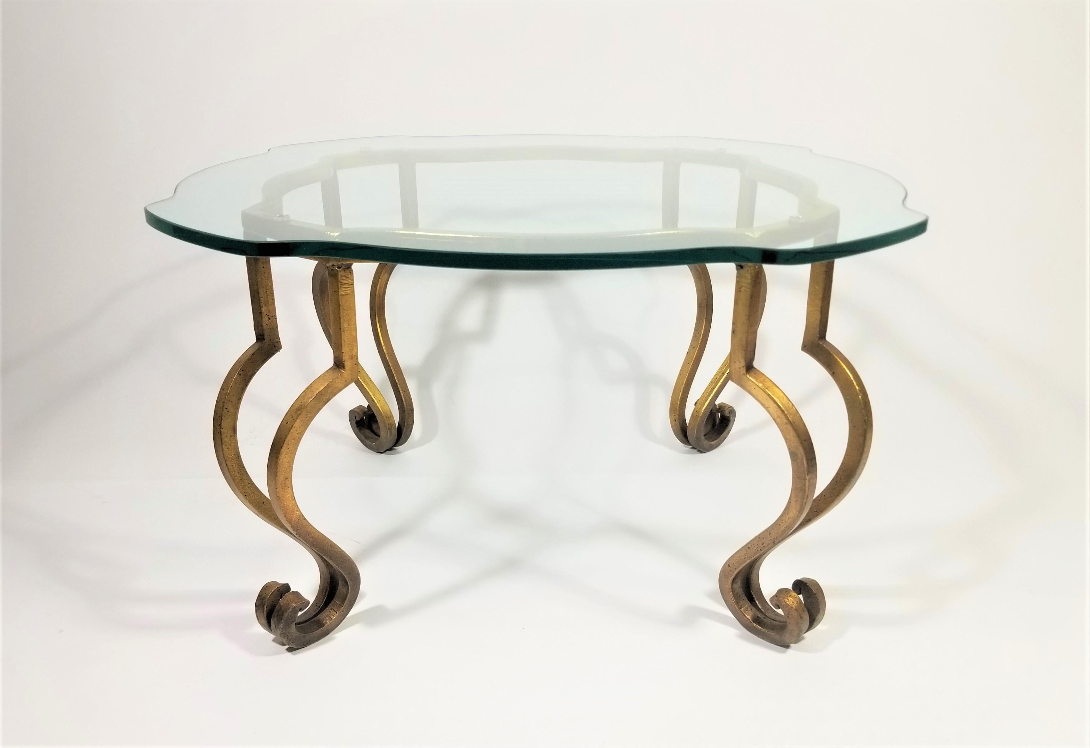 French Gilt and Glass Top Coffee Table Mid Century For Sale 11