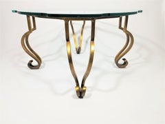French Gilt and Glass Top Coffee Table Mid Century