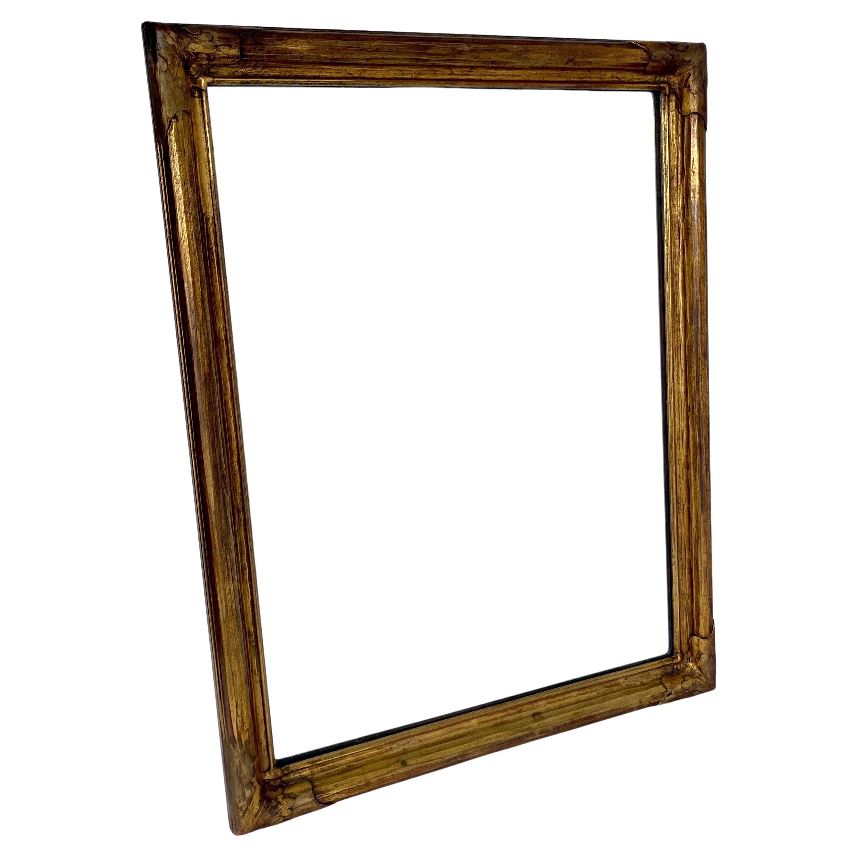 French Gilt Art Nouveau Framed Rectangular Wall Mirror, circa 1910 For
