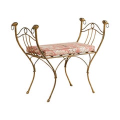 French Gilt Bench with Ram's Head Motif