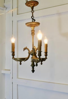 French Gilt Brass Bouillotte Library Ceiling Light